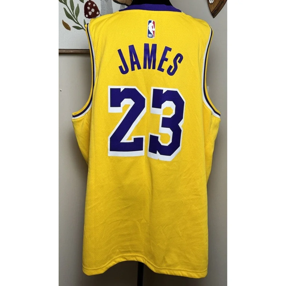 Nike LeBron James Los Angeles Lakers 23 Icon Edition Jersey Yellow XXL 56 AJ5117